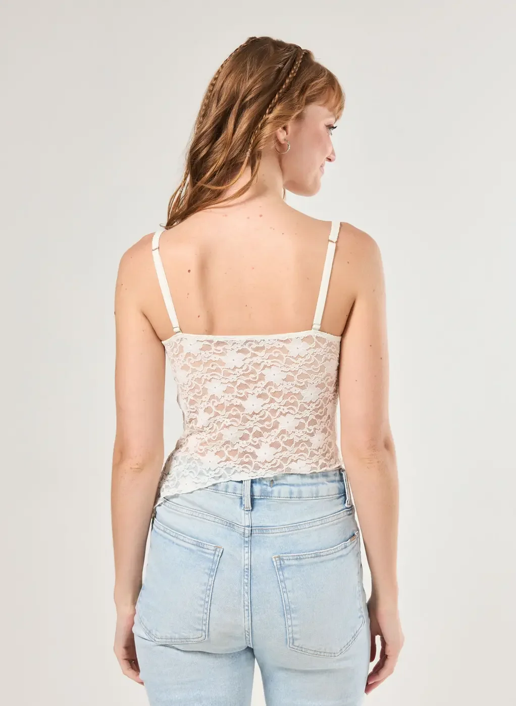 Blusa De Alcinha Em Renda Off-White