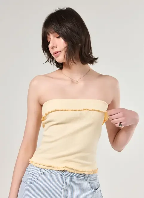 Blusa Tube Top Amarelo Manteiga