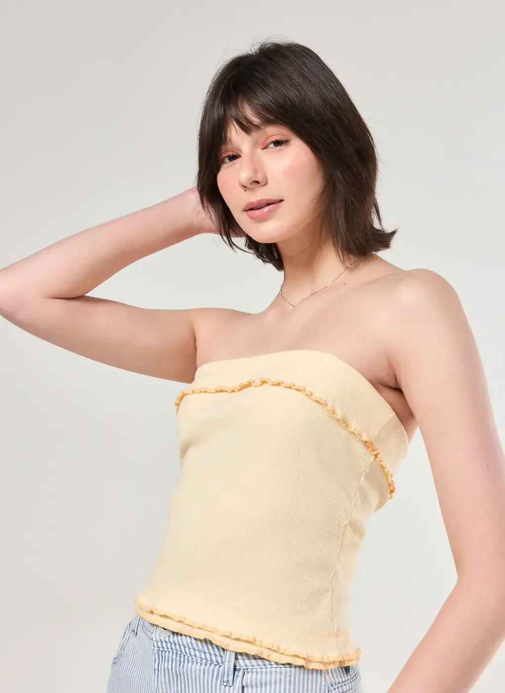 Blusa Tube Top Amarelo Manteiga