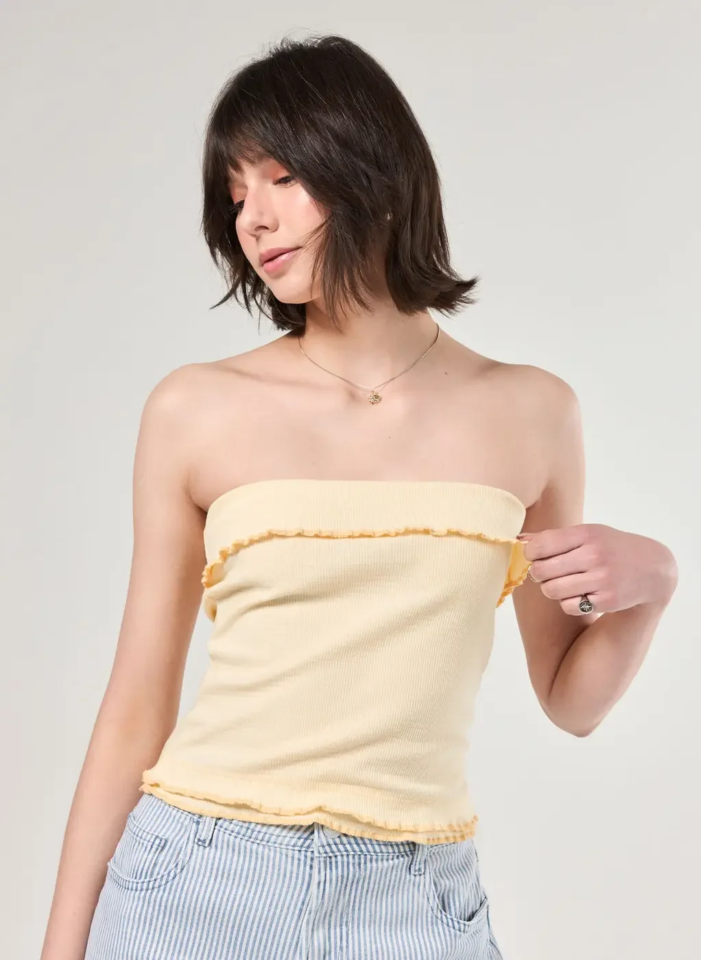 Blusa Tube Top Amarelo Manteiga
