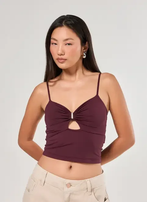 Cropped Poliamida Detalhe Prateado