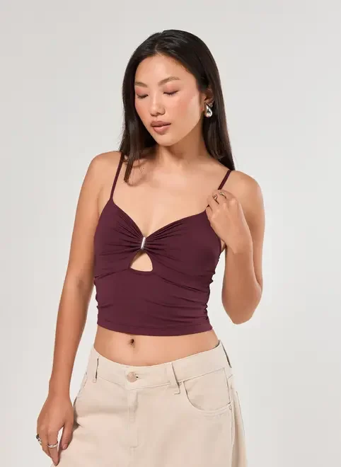 Cropped Poliamida Detalhe Prateado