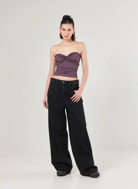 Blusa Poliamida Busto Torcido Sem Alça