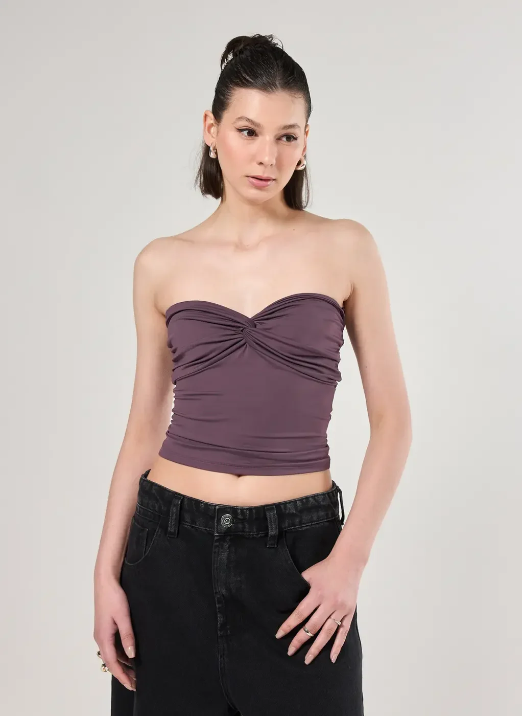 Blusa Poliamida Busto Torcido Sem Alça