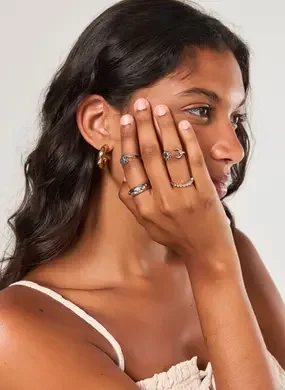 Conjunto 4 Anéis Prateados Místicos