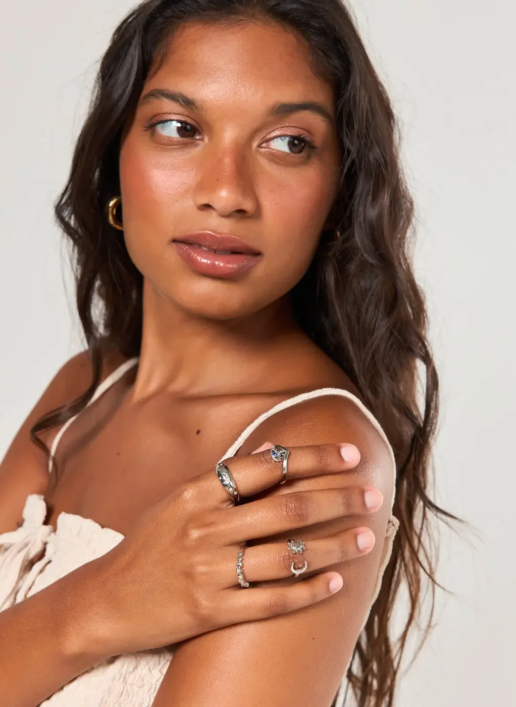 Conjunto 4 Anéis Prateados Místicos