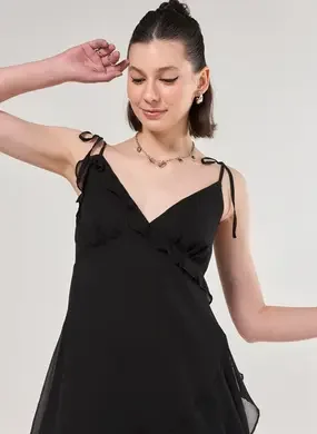 Vestido Chiffon Com Babados