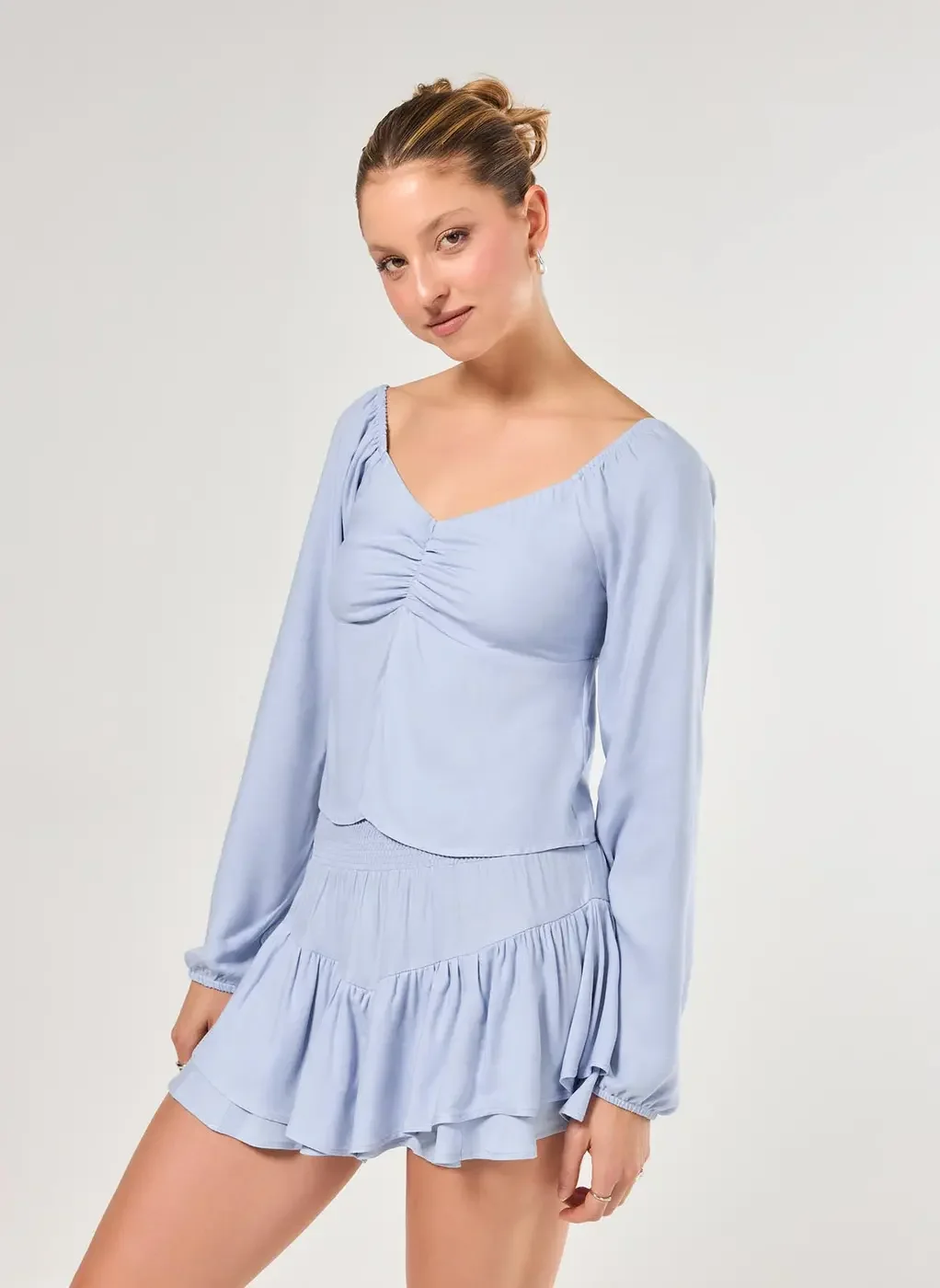 Blusa Manga Longa Recorte Frontal