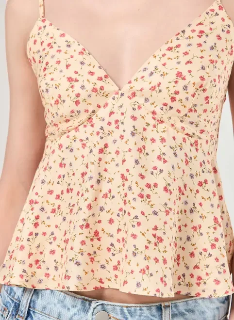 Blusa Amarelo Manteiga Florzinhas