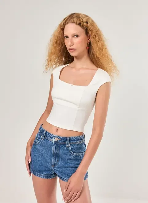 Cropped Bengaline Decote Quadrado