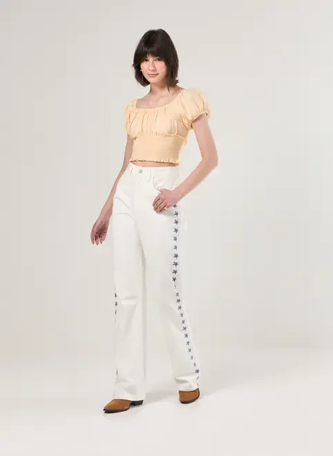Cropped Amarelo Manteiga Lastex