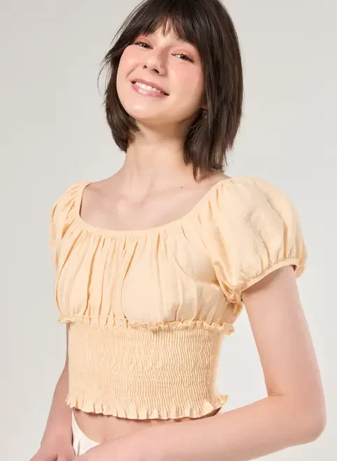 Cropped Amarelo Manteiga Lastex