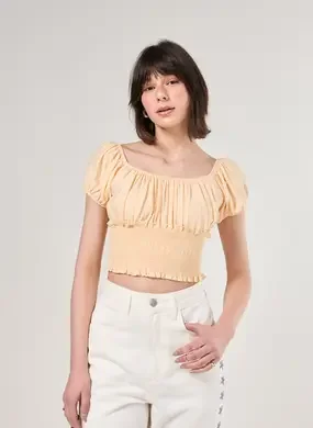 Cropped Amarelo Manteiga Lastex