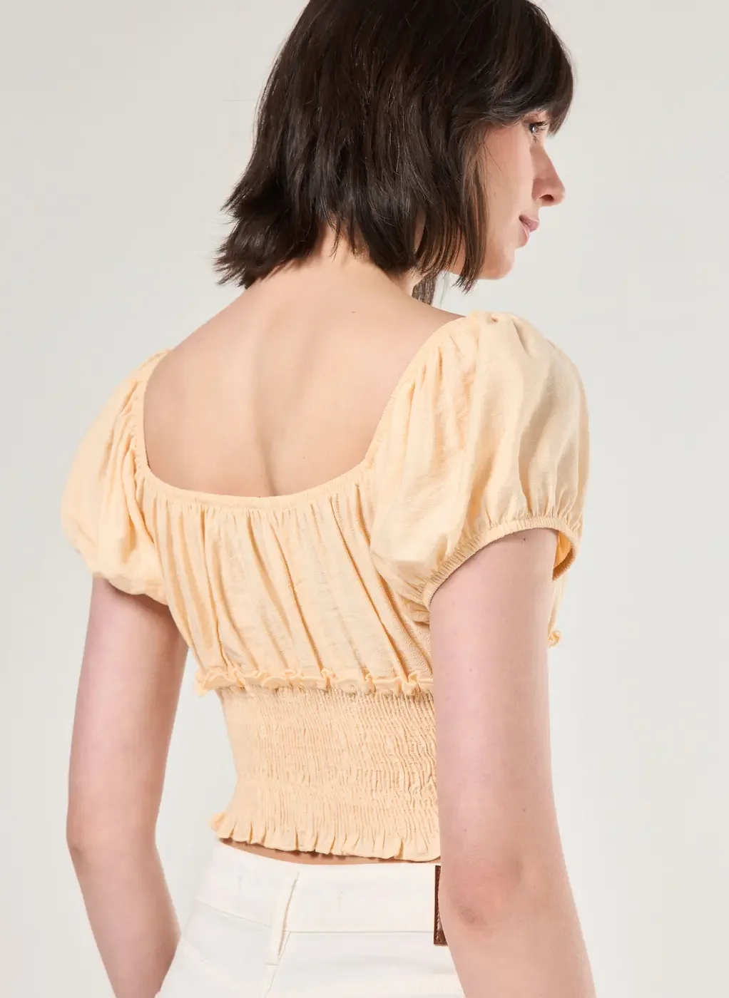 Cropped Amarelo Manteiga Lastex
