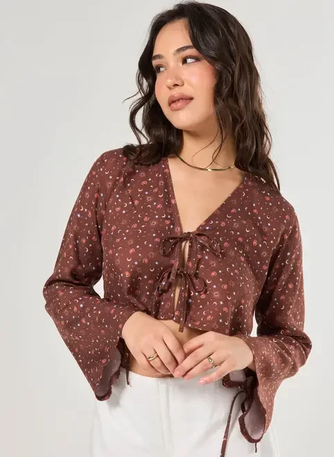 Blusa Amarração Amplinha Marrom Mística