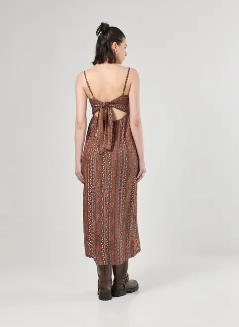 Vestido Marrom Estampa Boho