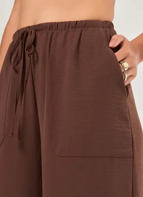 Calça Wide Leg Fluida Marrom