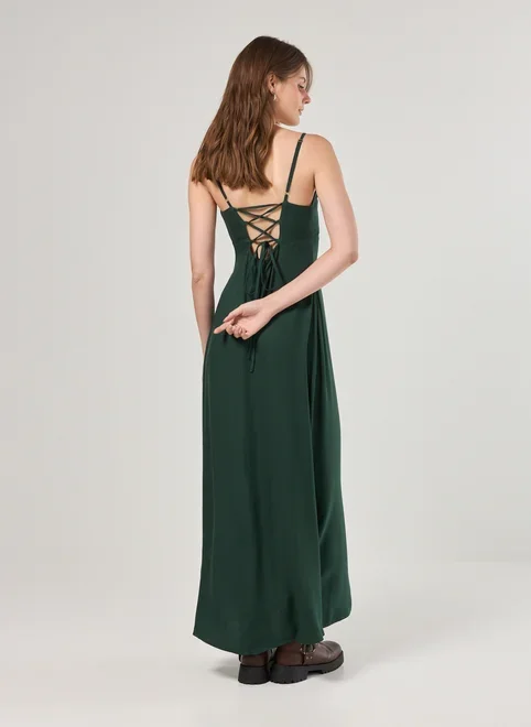Vestido Midi Amarração Nas Costas