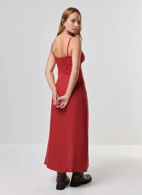 Vestido Midi Decote V Alcinha