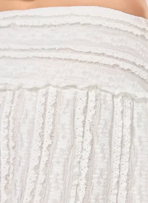 Saia Curta Branca Renda E Babados
