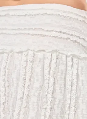 Saia Curta Branca Renda E Babados