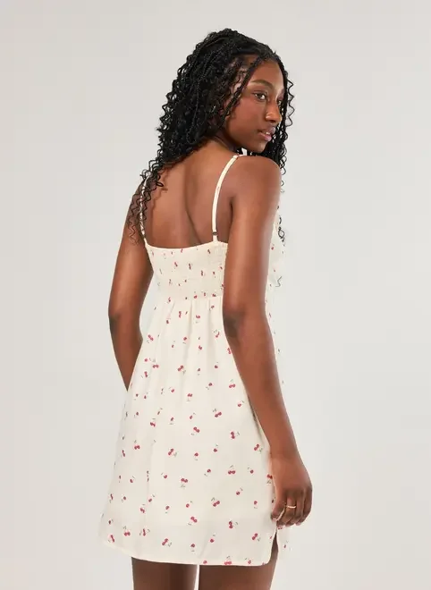 Vestido Curto Linho Cerejas