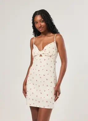 Vestido Curto Linho Cerejas