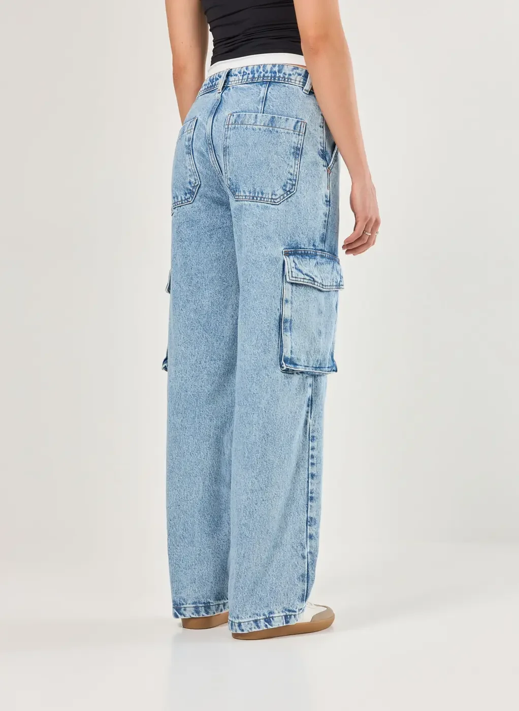 Calça Jeans Cargo Cintura Baixa