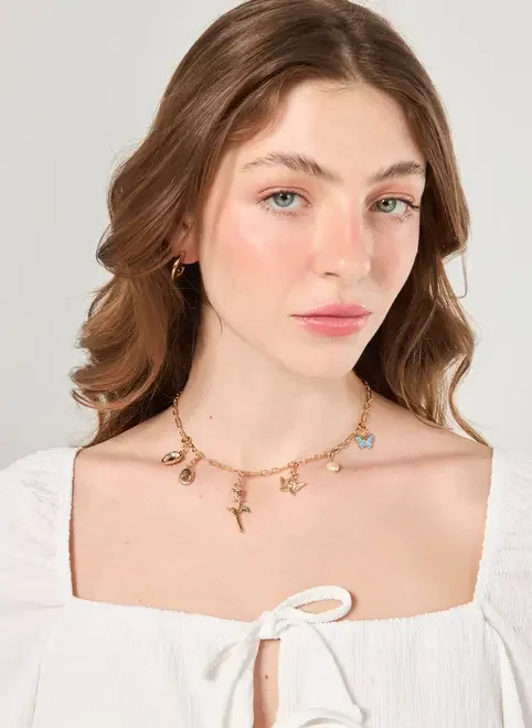 Colar Dourado Pingentes Personalizáveis