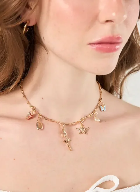 Colar Dourado Pingentes Personalizáveis