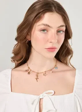 Colar Dourado Pingentes Personalizáveis