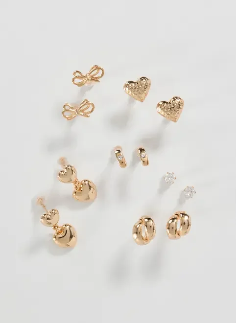 Conjunto 6 Brincos Dourados