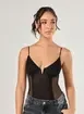 Body Tule Preto Costas Abertas