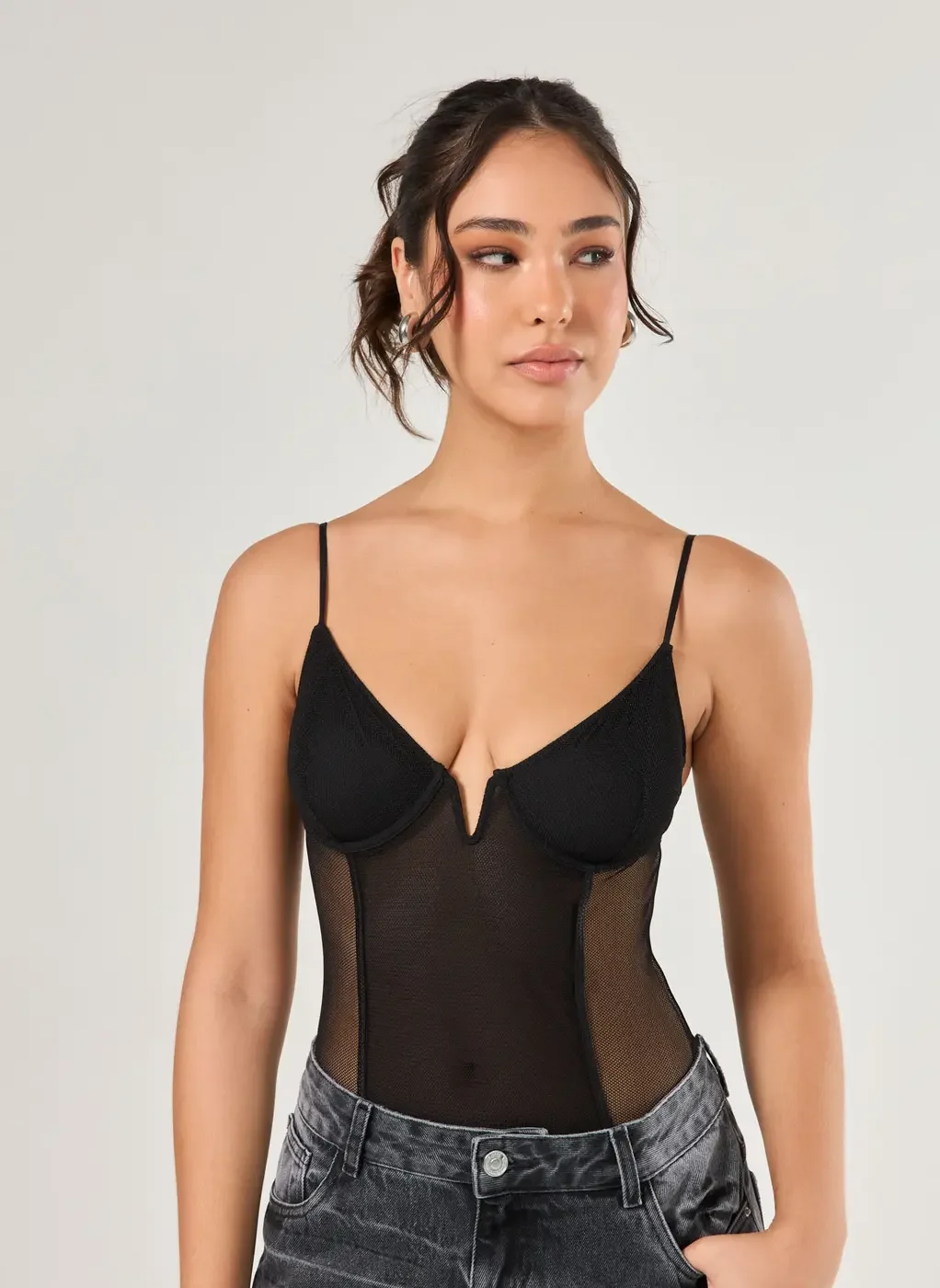 Body Tule Preto Costas Abertas