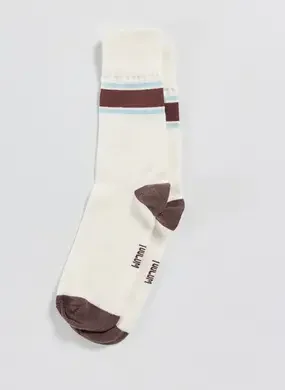 Meia Off-White Listra Marrom