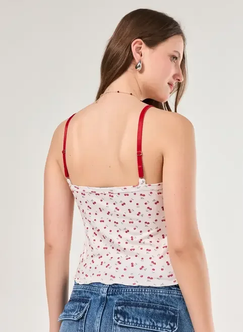 Regata Renda Vermelha Cerejinhas