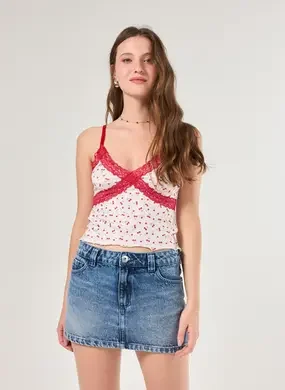 Regata Renda Vermelha Cerejinhas