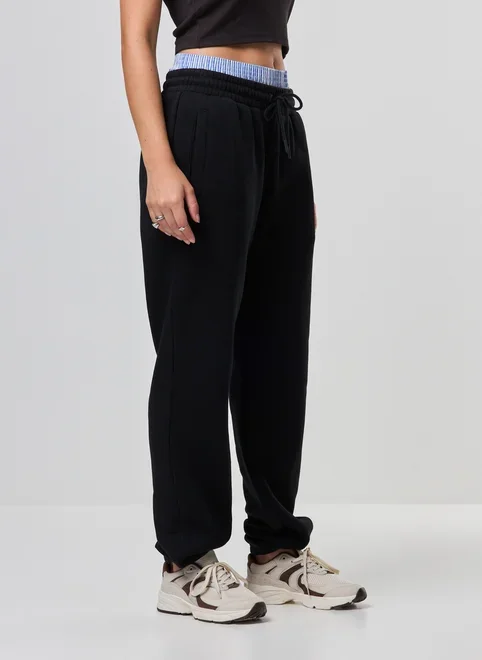 Calça De Moletom Jogger Elástico