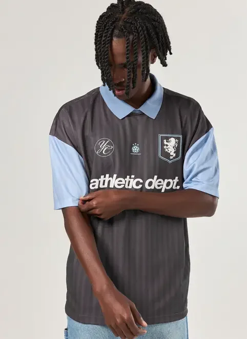 Camiseta Oversized Polo Esportiva Cinza E Azul