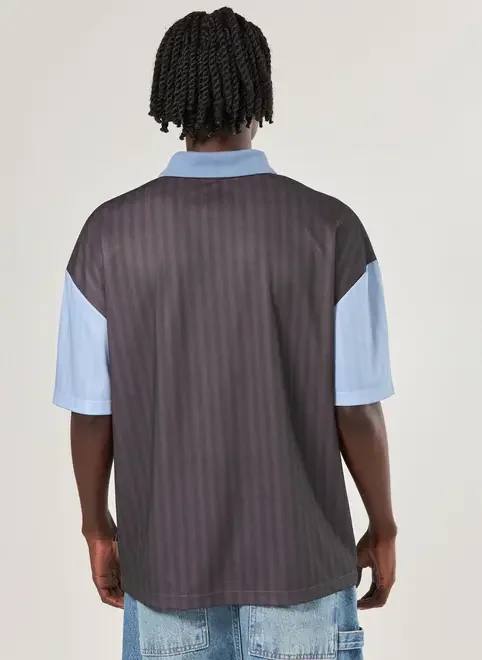 Camiseta Oversized Polo Esportiva Cinza E Azul