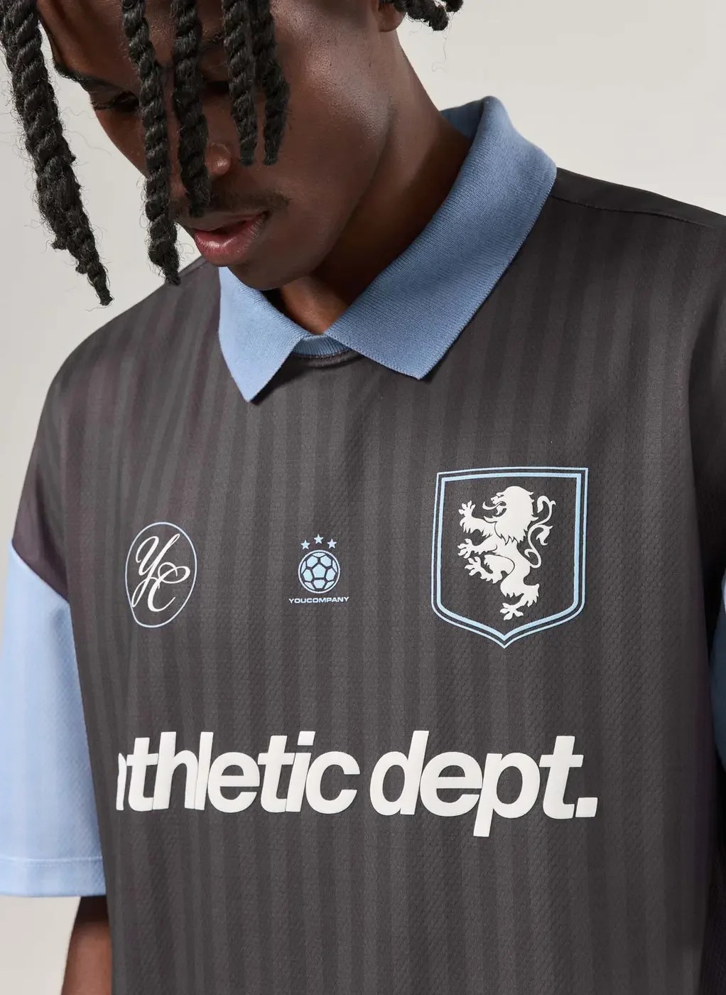 Camiseta Oversized Polo Esportiva Cinza E Azul