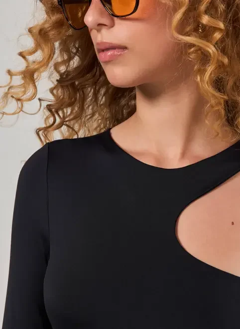 Body Poliamida Manga Única Recortes