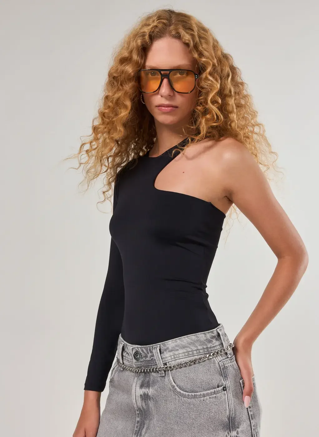 Body Poliamida Manga Única Recortes