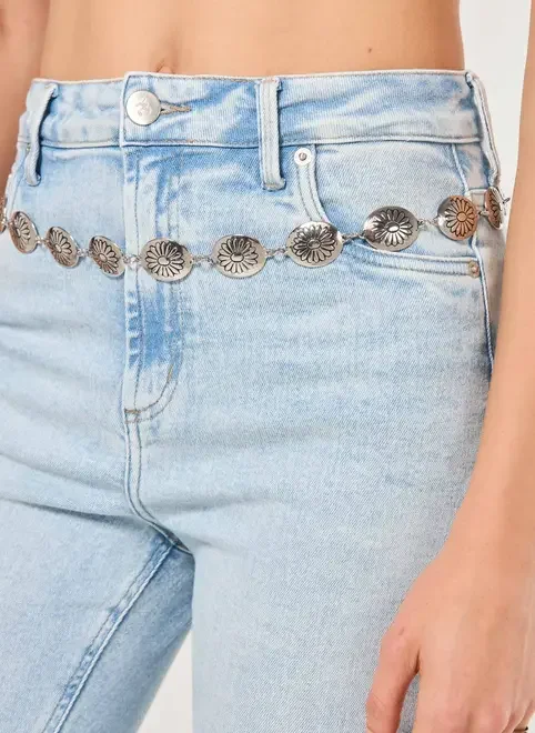 Cinto Corrente Prateada Flores