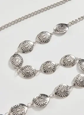 Cinto Corrente Prateada Flores