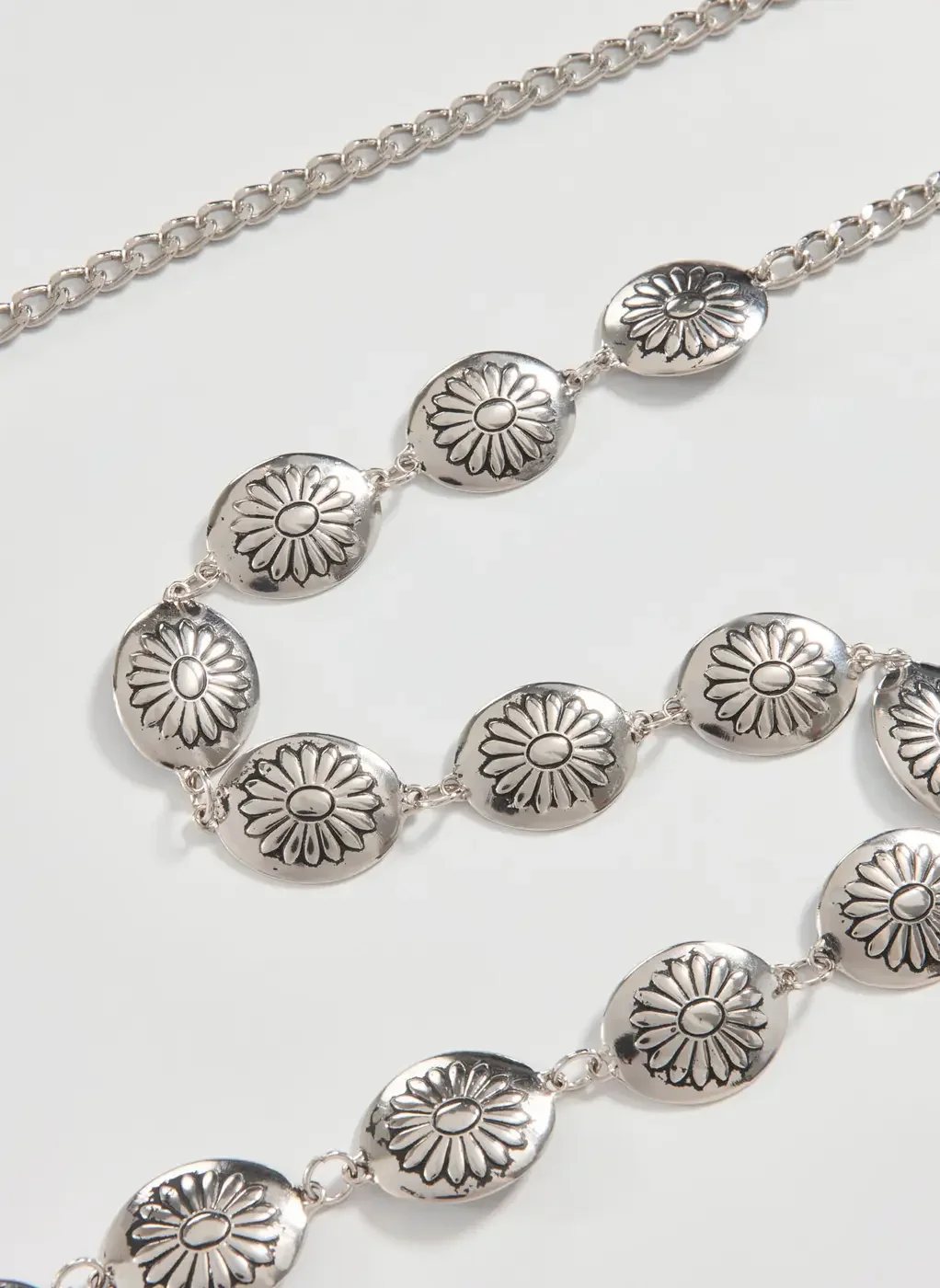 Cinto Corrente Prateada Flores