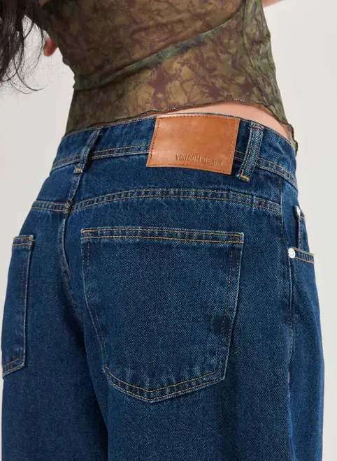 Calça Boy Cintura Baixa Jeans Escuro