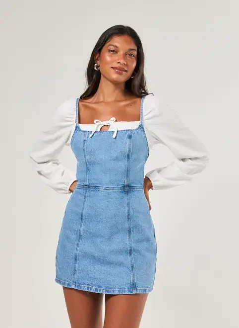 Vestido Jeans Com Short Embutido