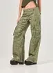 Calça Wide Leg Cargo Sarja Militar