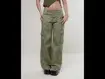 Calça Wide Leg Cargo Sarja Militar